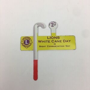 Lions White Cane Day is Sight Conservation Day Vintage 1960s Fold Over Metal Pin